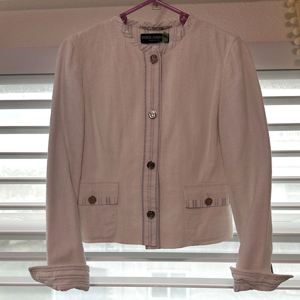 Dolce & Gabbana Cream Blazer with Striped Accents